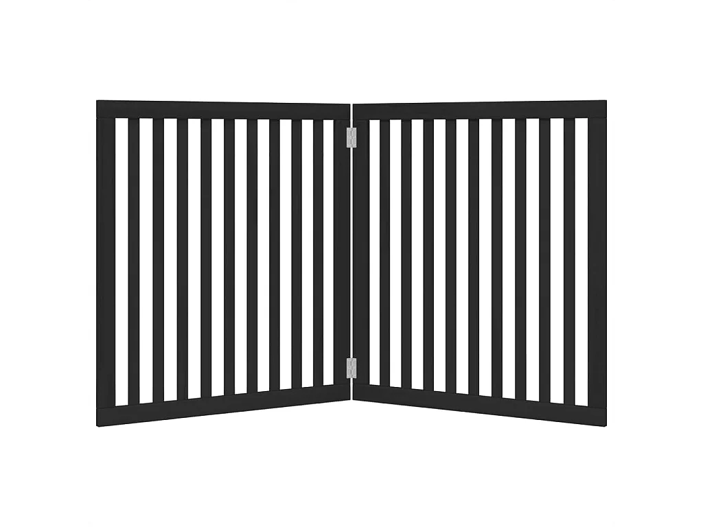 Barrière pour chien pliable 2 panneaux noir bois de peuplier