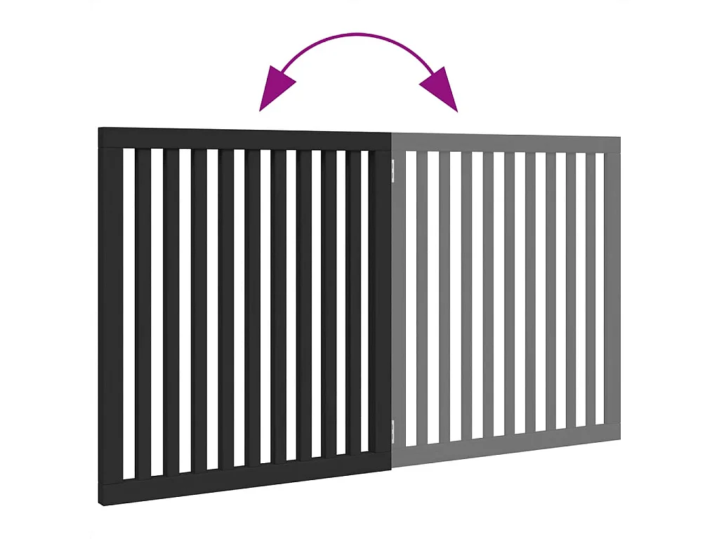 Barrière pour chien pliable 2 panneaux noir bois de peuplier