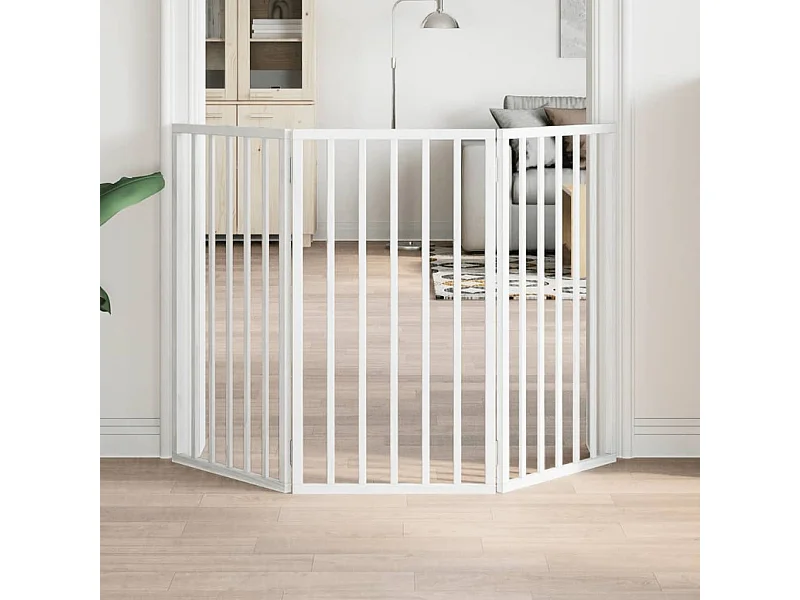 Barrière pour chien pliable à 3 panneaux Blanc 150 cm Bois de peuplier
