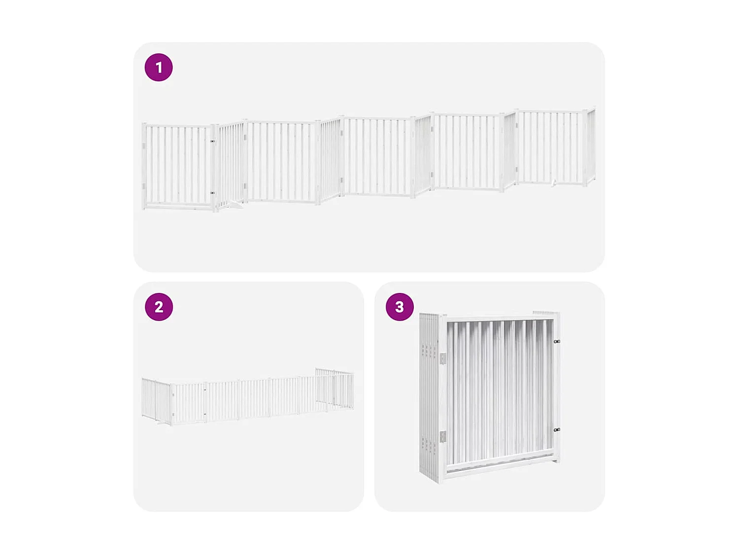 Puerta de perros plegable 10 paneles madera álamo blanca 800 cm