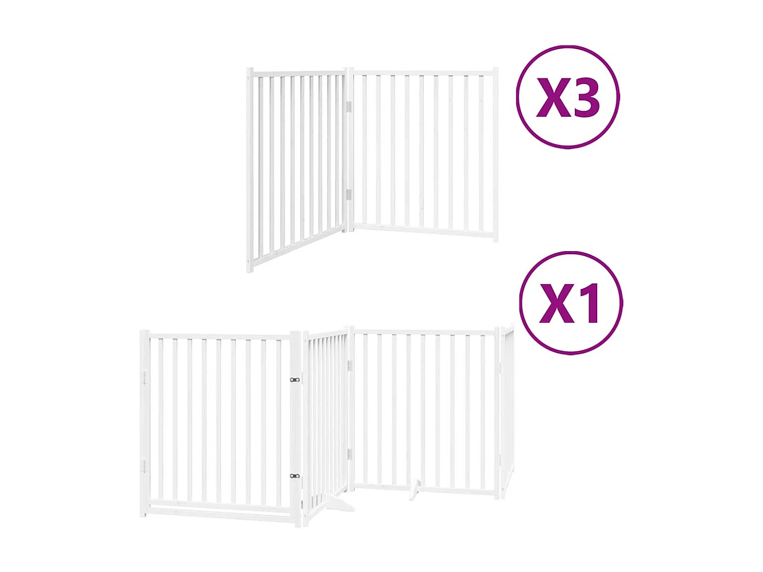 Barrière pour chien porte pliable 10 panneaux bois de peuplier