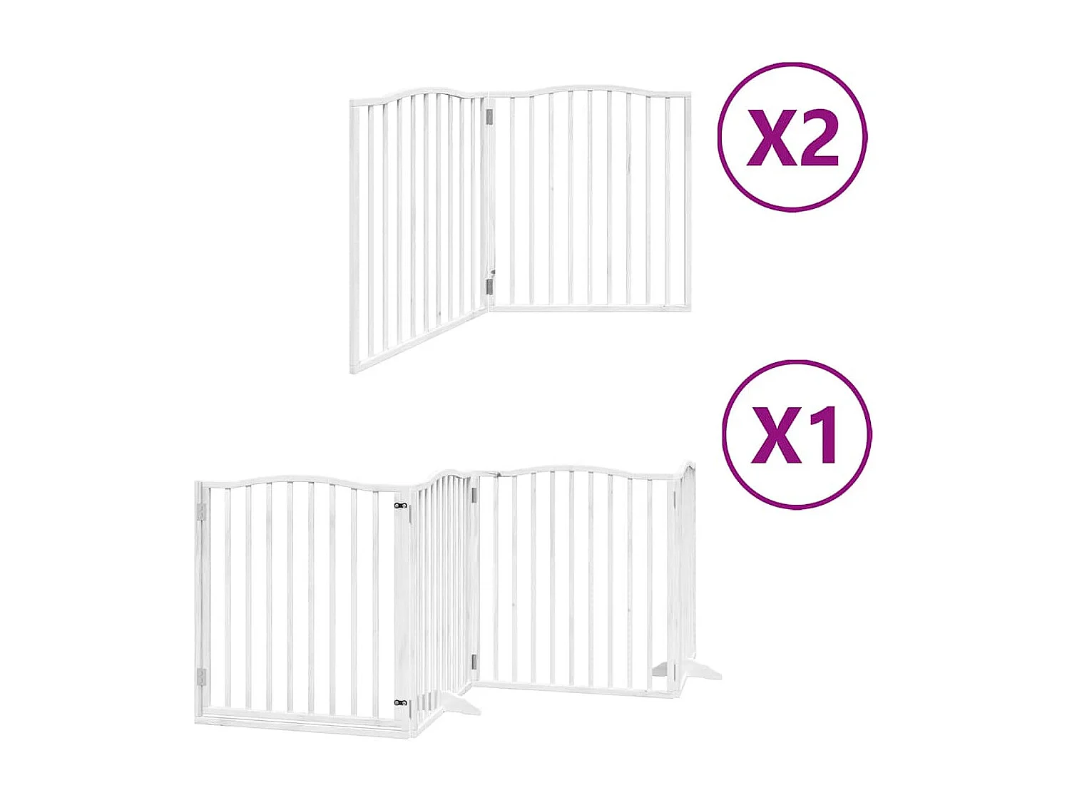 Barrière pour chien porte pliable 8 panneaux blanc bois peuplier