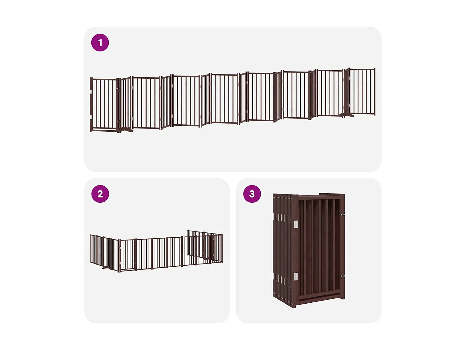 Puerta de perros plegable 15 paneles madera álamo marrón 750 cm