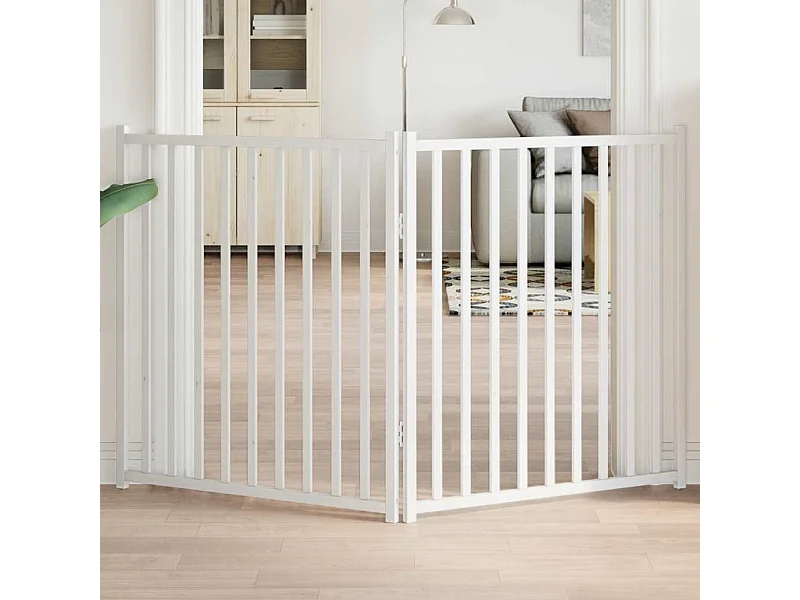 Puerta de perros plegable 2 paneles madera abeto blanco 160 cm