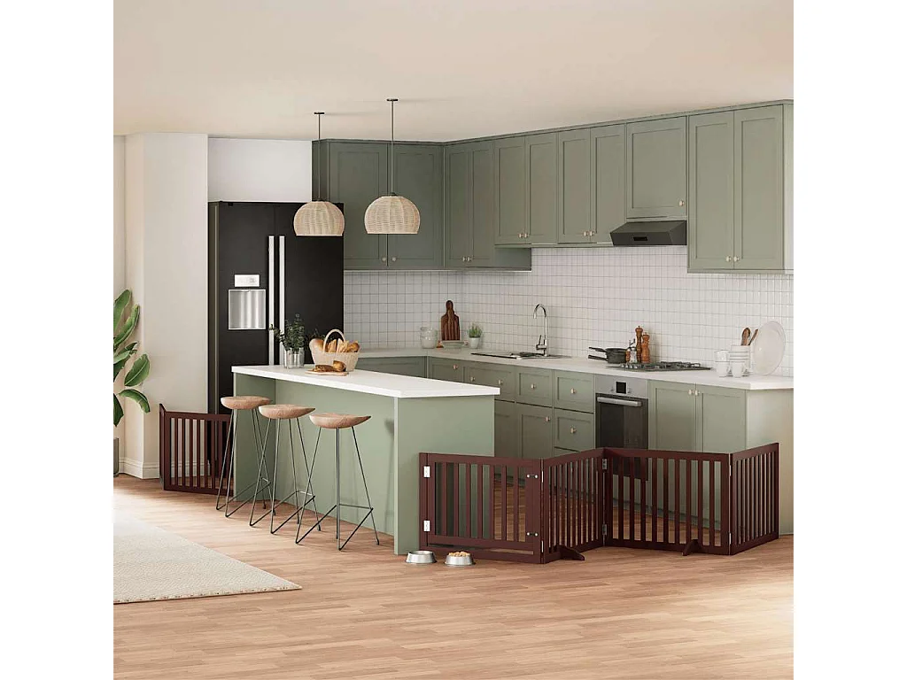 Portão cães com porta dobrável 8 painéis 640 cm álamo castanho