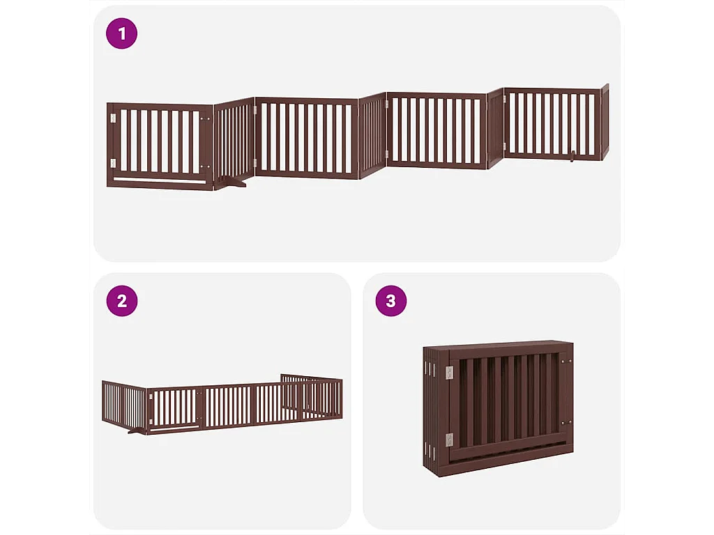 Portão cães com porta dobrável 8 painéis 640 cm álamo castanho