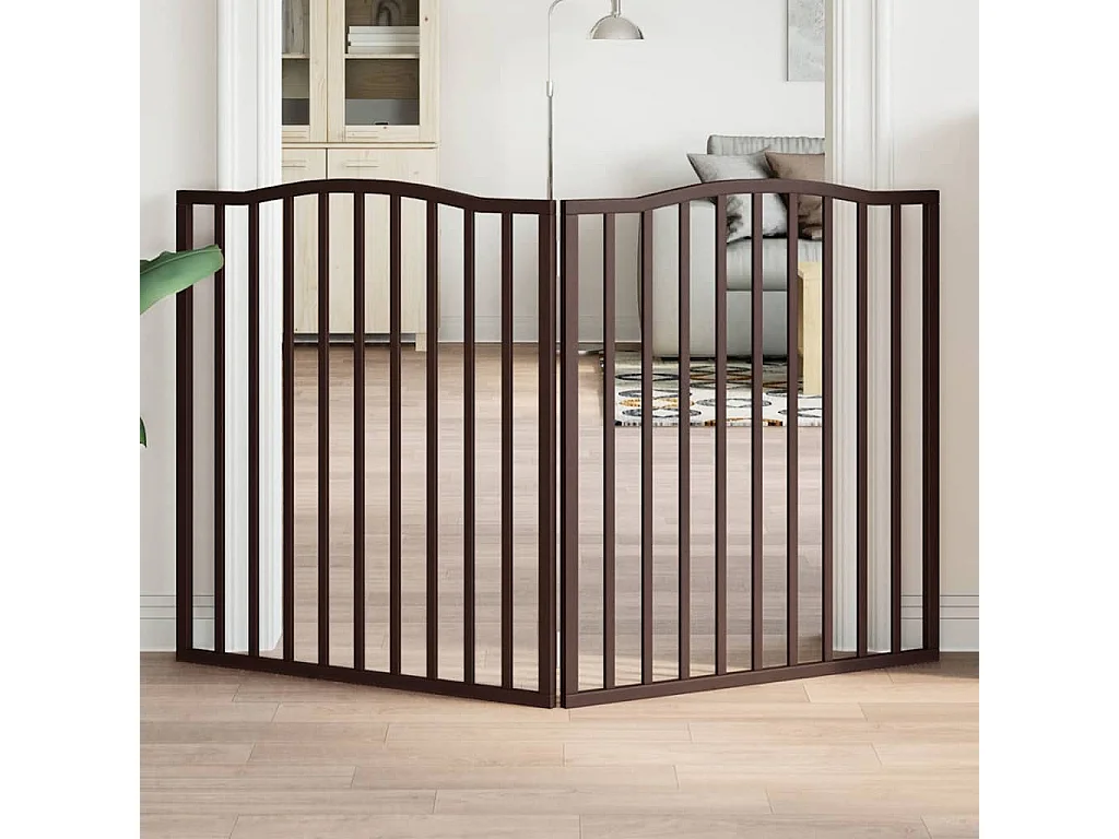Puerta para perros plegable 2 paneles álamo marrón roble 160 cm