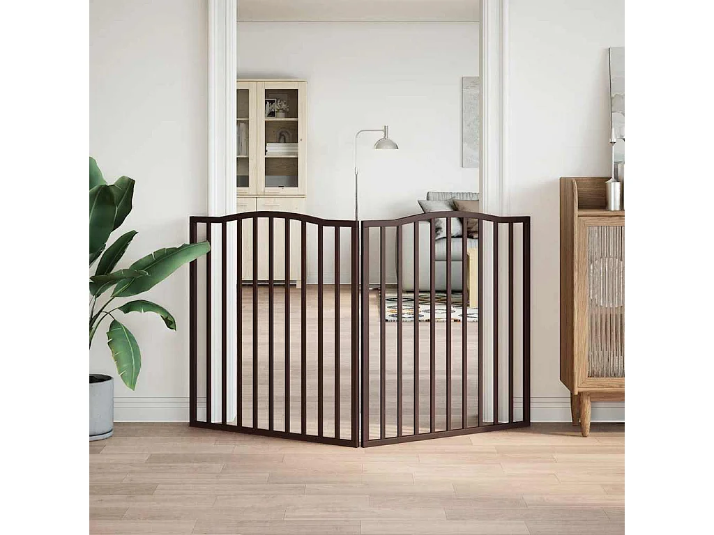 Puerta para perros plegable 2 paneles álamo marrón roble 160 cm