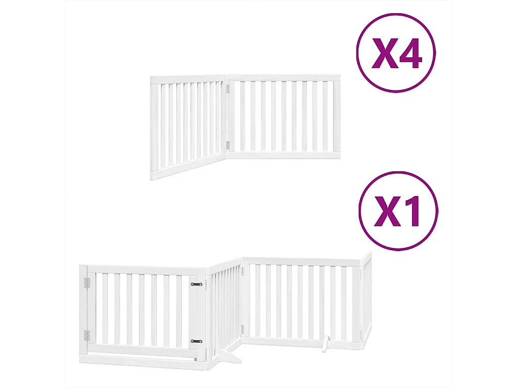 Puerta de perros plegable 12 paneles madera álamo blanca 960 cm