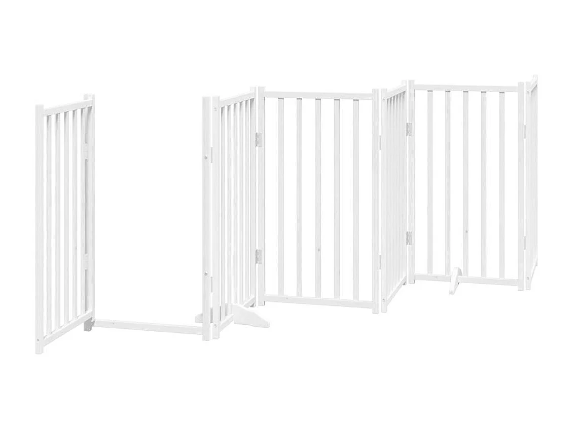 Portão para cães com porta dobrável 6 painéis 300 cm abeto branco