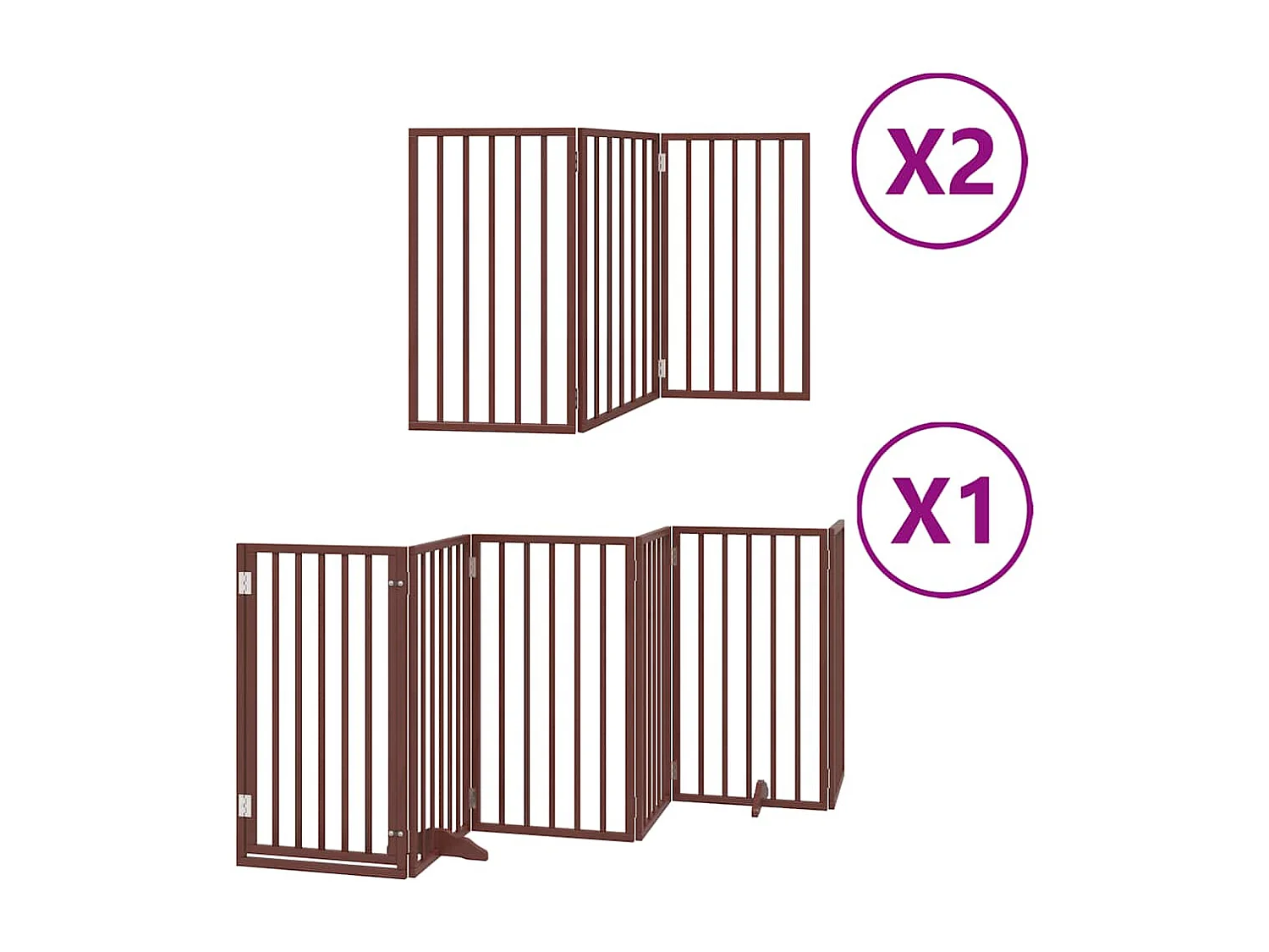 Puerta de perros plegable 12 paneles madera álamo marrón 600 cm