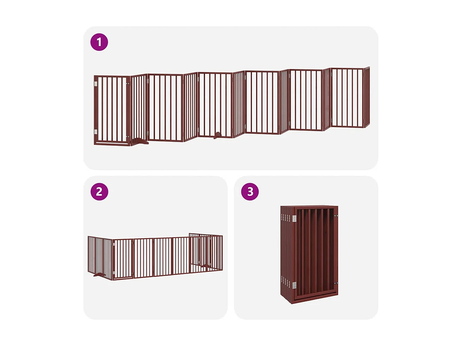 Barrière pour chien porte pliable 12 panneaux bois de peuplier