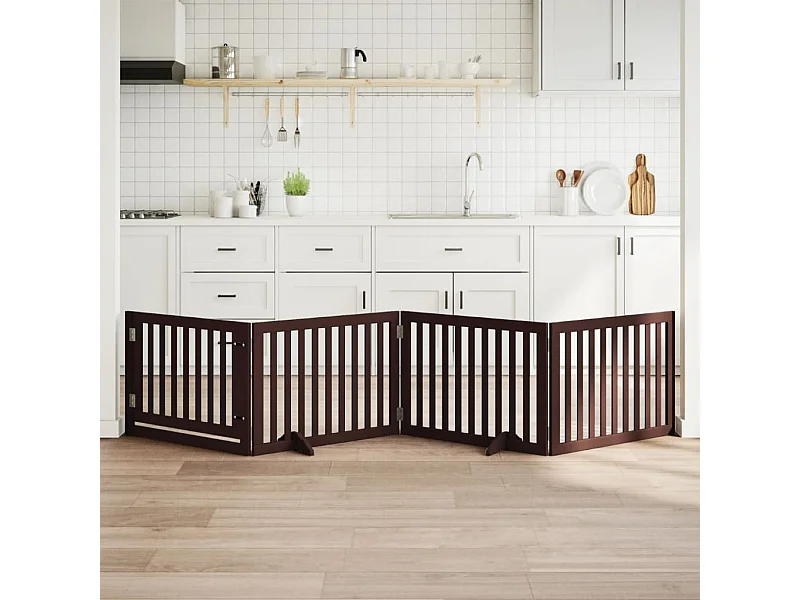 Barrière pour chiens avec porte 4 panneaux bois de peuplier