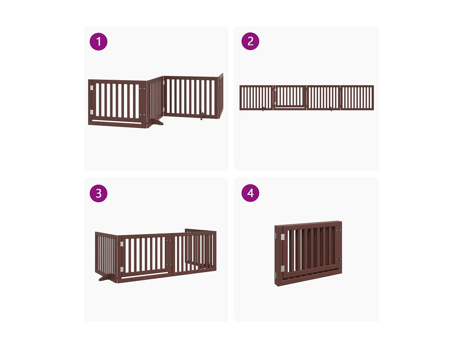 Barrière pour chiens avec porte 4 panneaux bois de peuplier