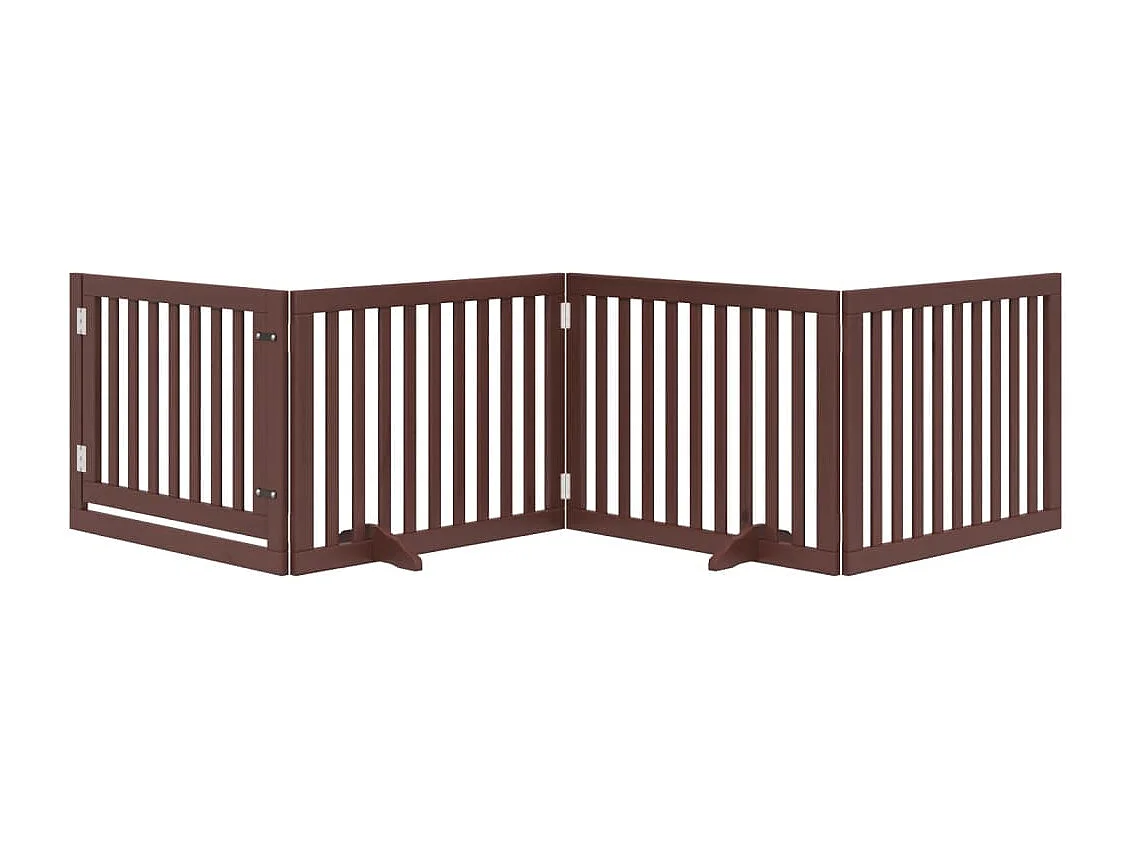 Barrière pour chiens avec porte 4 panneaux bois de peuplier