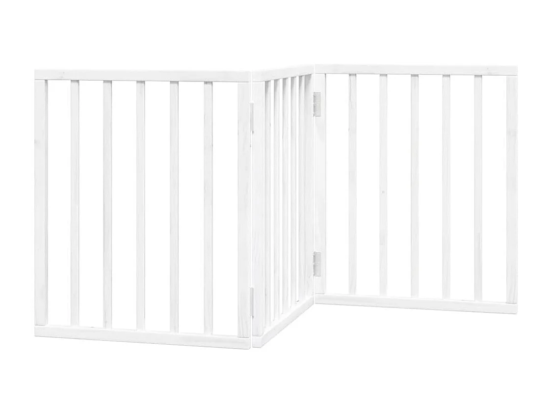 Puerta para perros plegable 3 paneles madera álamo blanca 150cm