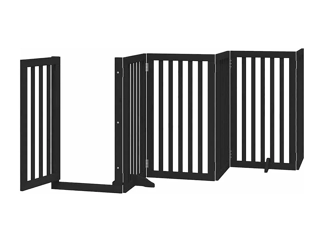 Barrière pour chien porte pliable 12 panneaux noir bois peuplier