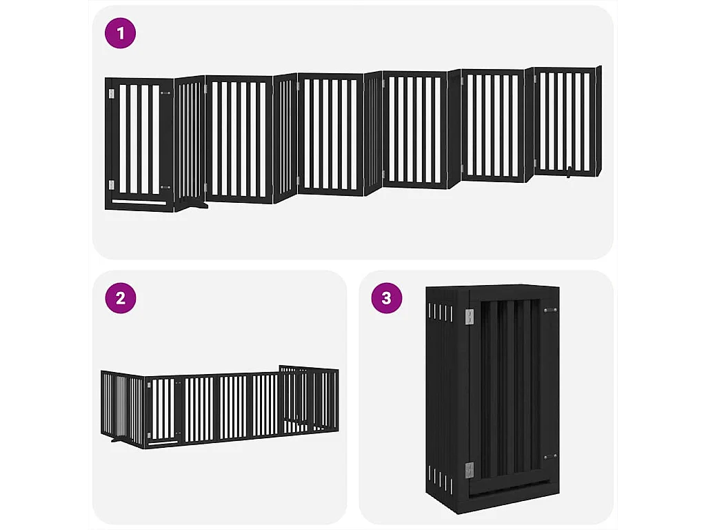 Barrière pour chien porte pliable 12 panneaux noir bois peuplier