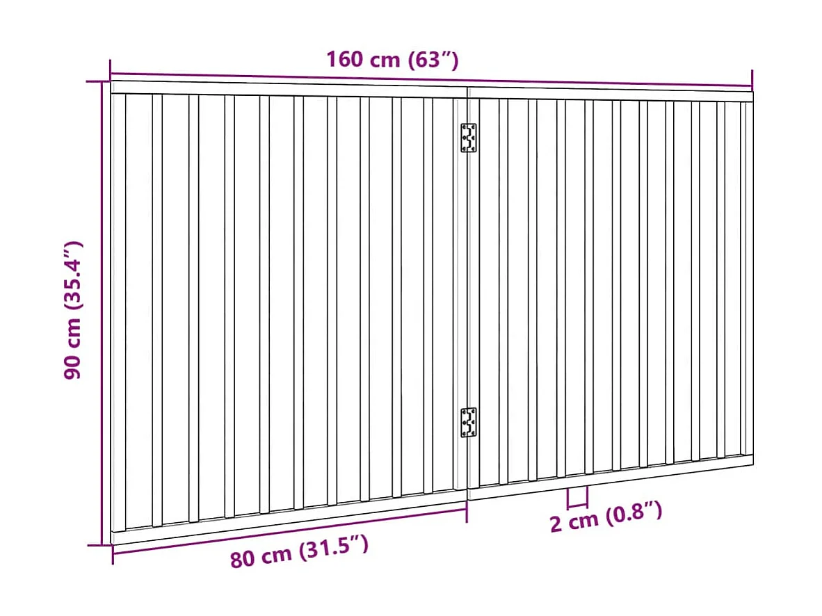 Puerta para perros plegable 2 paneles madera álamo marrón 160cm