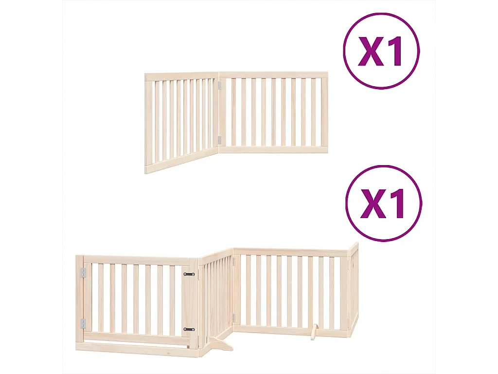 Puerta para perros plegable 6 paneles madera de álamo 480 cm