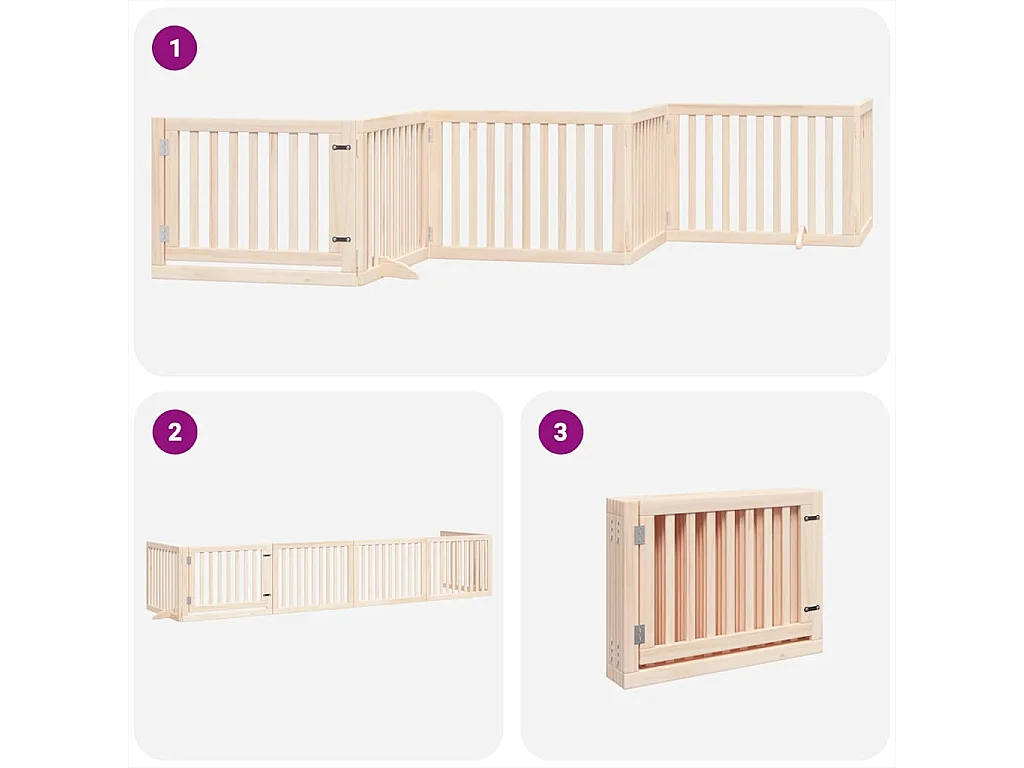 Puerta para perros plegable 6 paneles madera de álamo 480 cm
