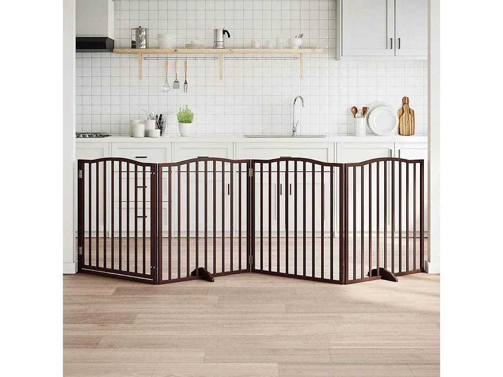 Portão para cães com porta 4 painéis 320cm álamo carvalho castanho