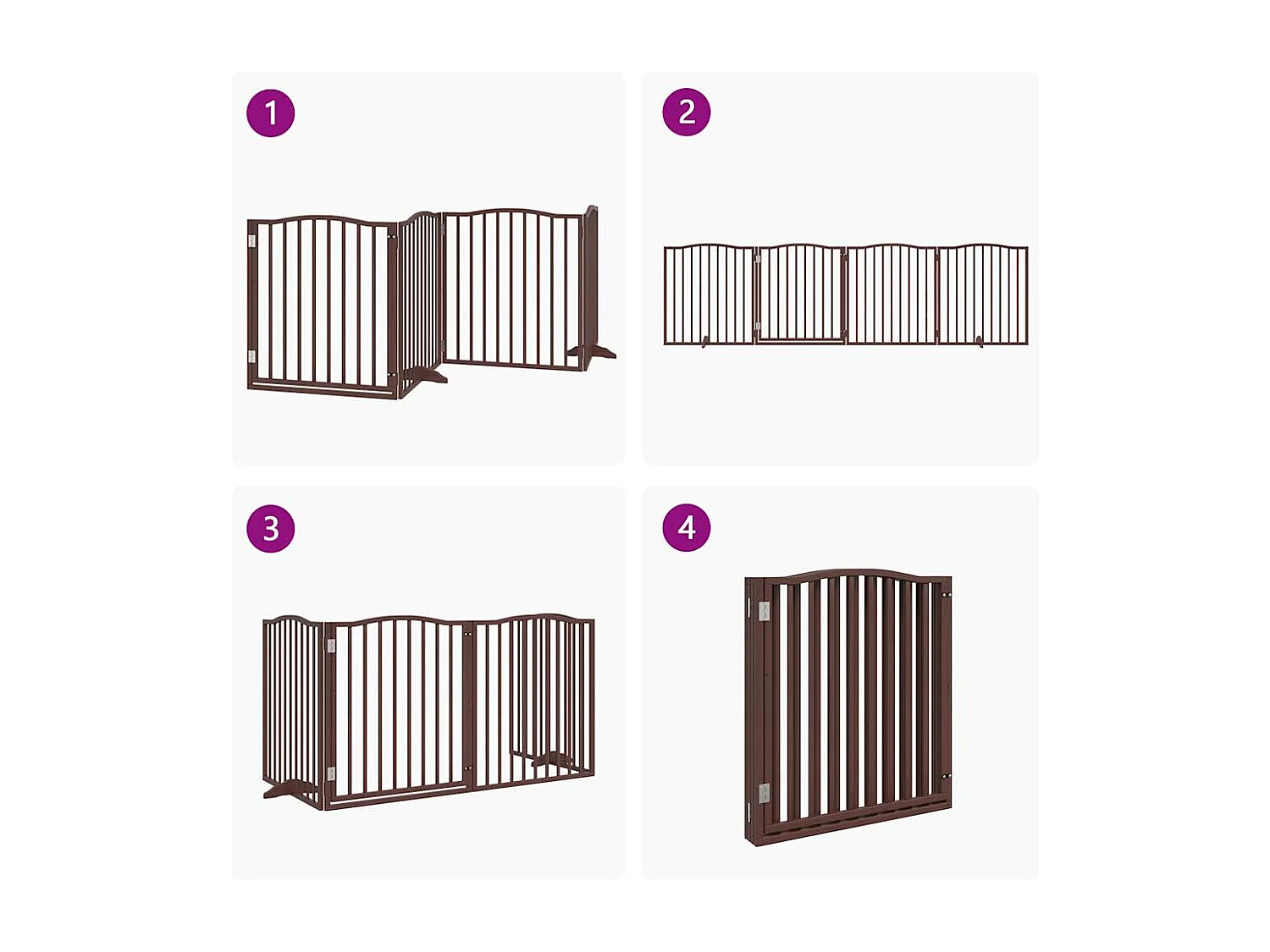 Portão para cães com porta 4 painéis 320cm álamo carvalho castanho