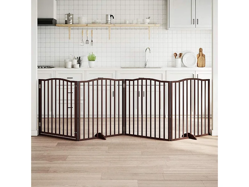 Barrière pour chiens avec porte 4 panneaux bois de peuplier