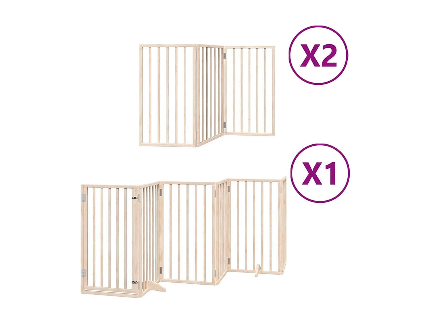 Barrière pour chien porte pliable 12 panneaux bois de peuplier