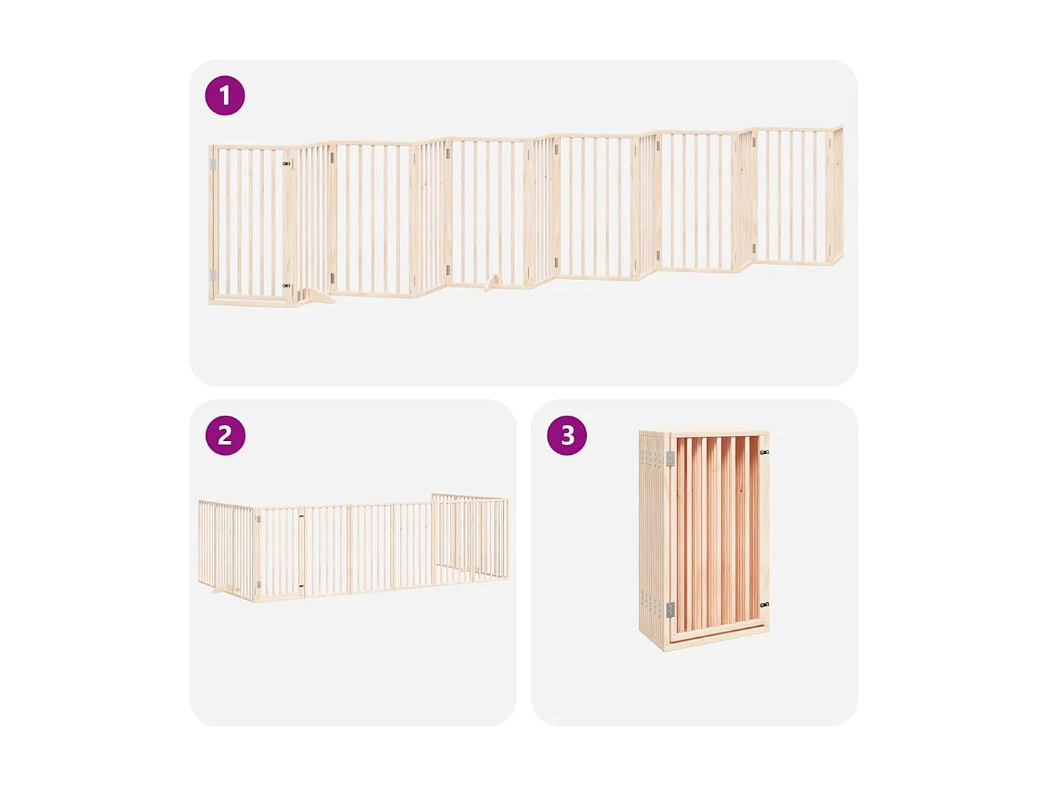 Barrière pour chien porte pliable 12 panneaux bois de peuplier