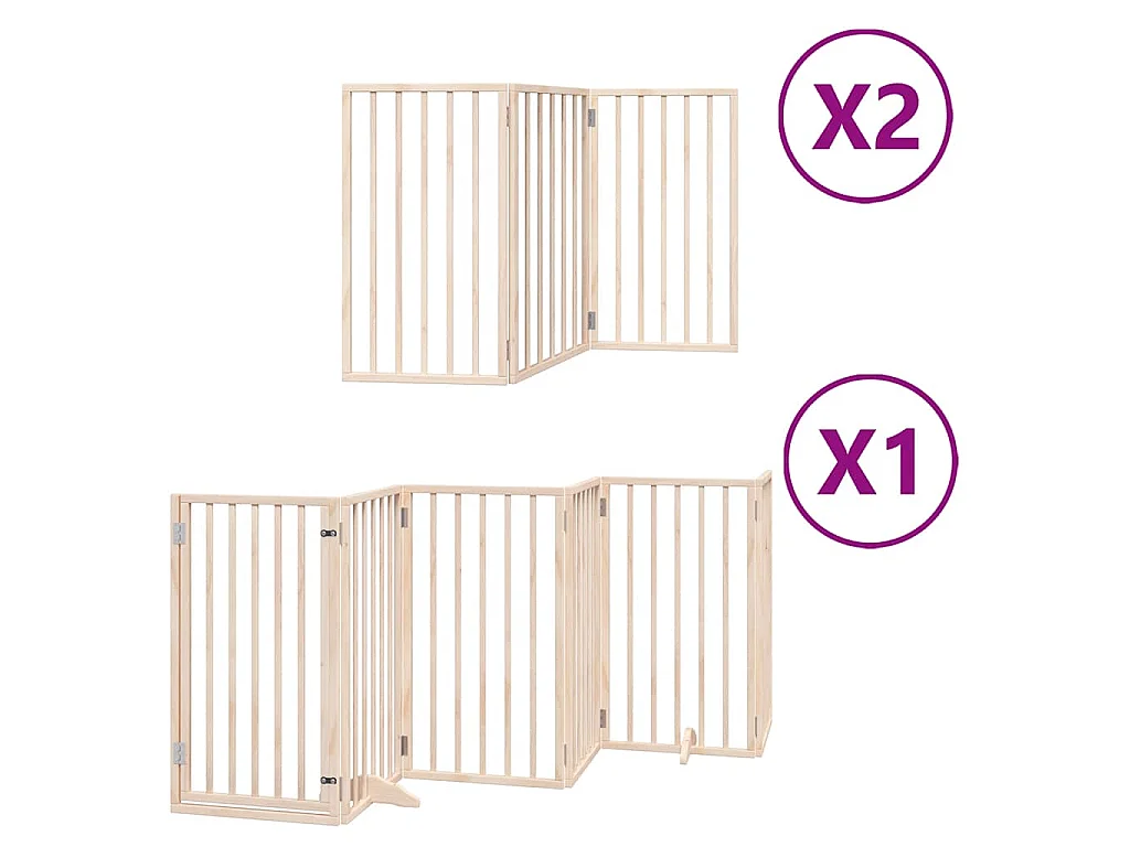 Puerta para perros plegable 12 paneles madera de álamo 600 cm