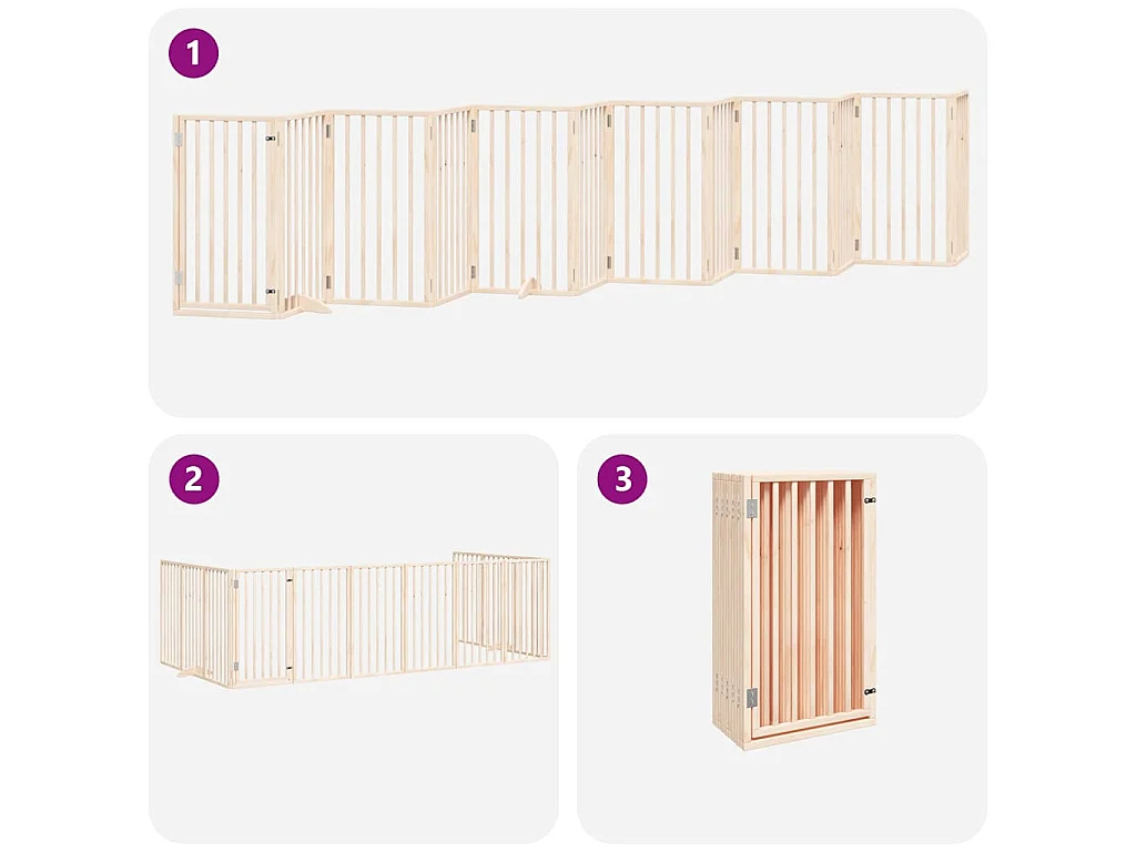 Puerta para perros plegable 12 paneles madera de álamo 600 cm