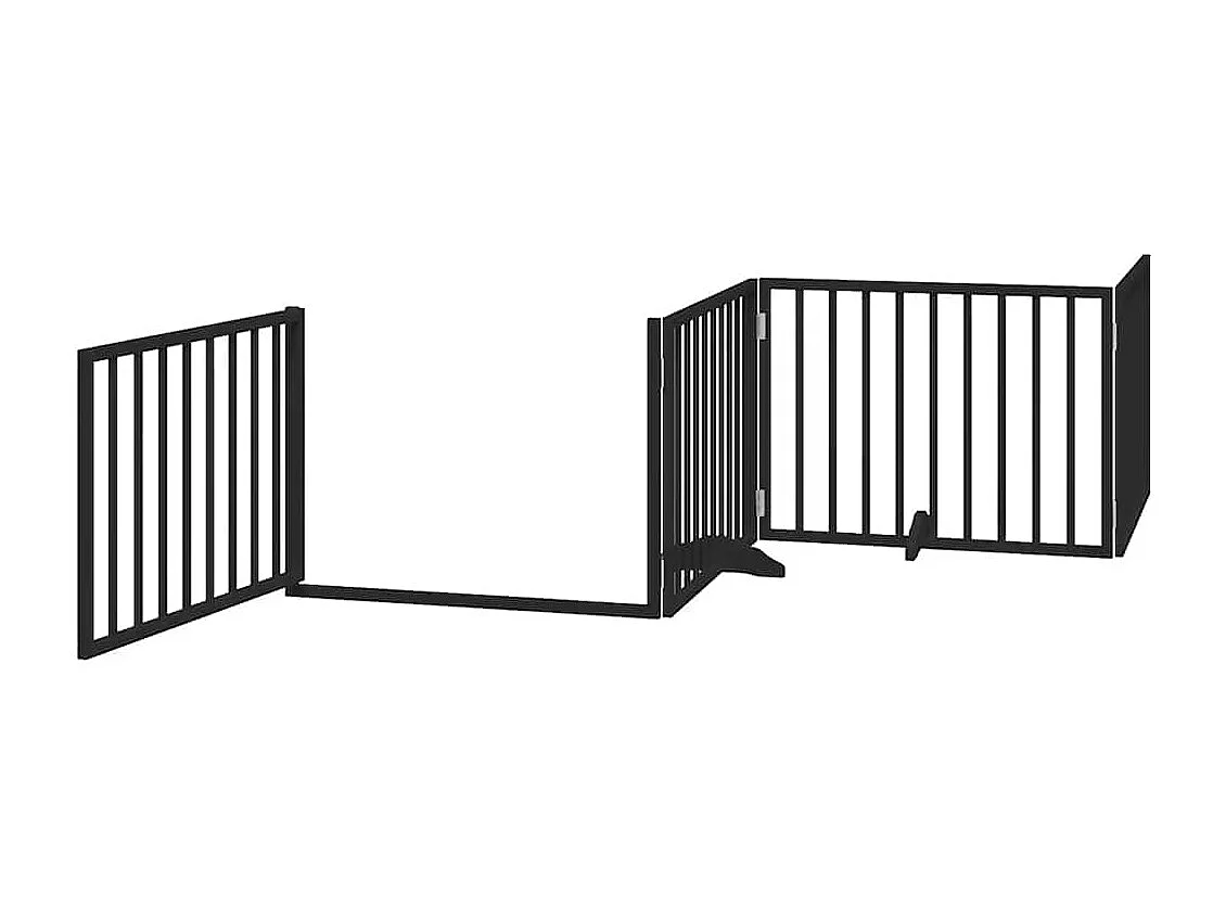 Portão para cães com porta dobrável 10 painéis 800 cm álamo preto