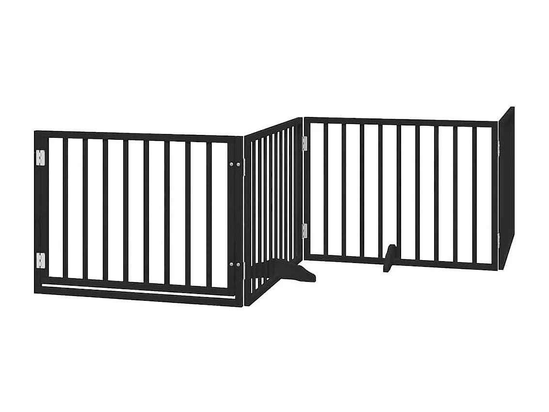 Barrière pour chien porte pliable 10 panneaux noir bois peuplier