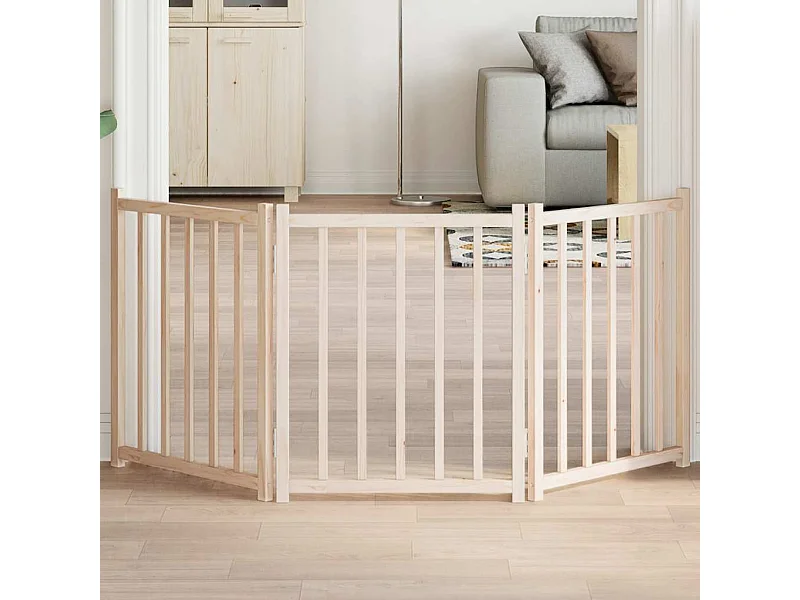 Barrière pour chien pliable 3 panneaux 150 cm bois sapin massif