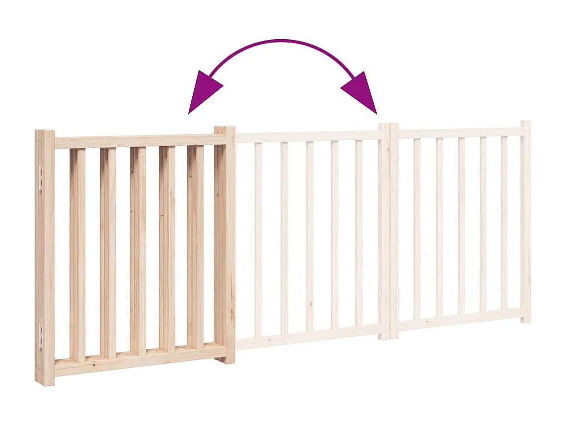 Puerta para perros plegable 3 paneles madera de abeto 150 cm