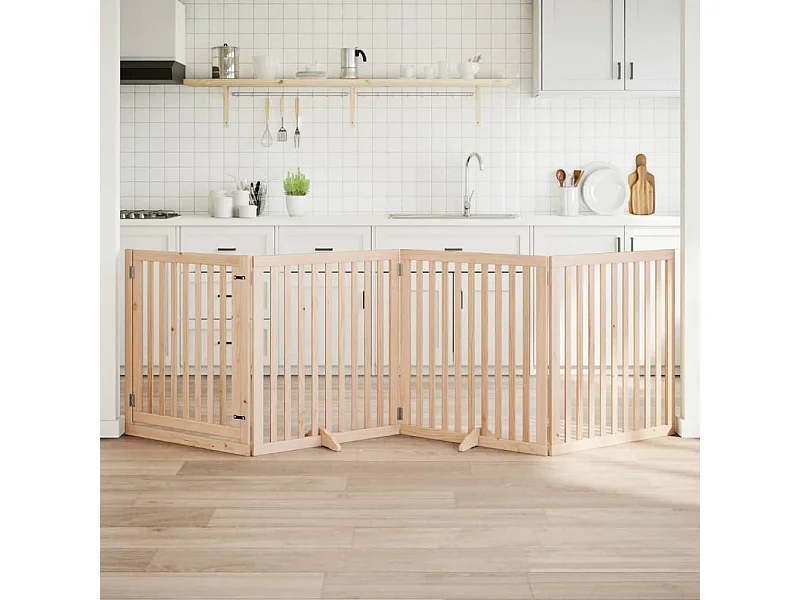 Puerta para perros plegable 4 paneles madera de álamo 320 cm