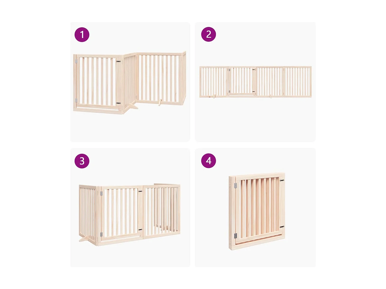 Puerta para perros plegable 4 paneles madera de álamo 320 cm