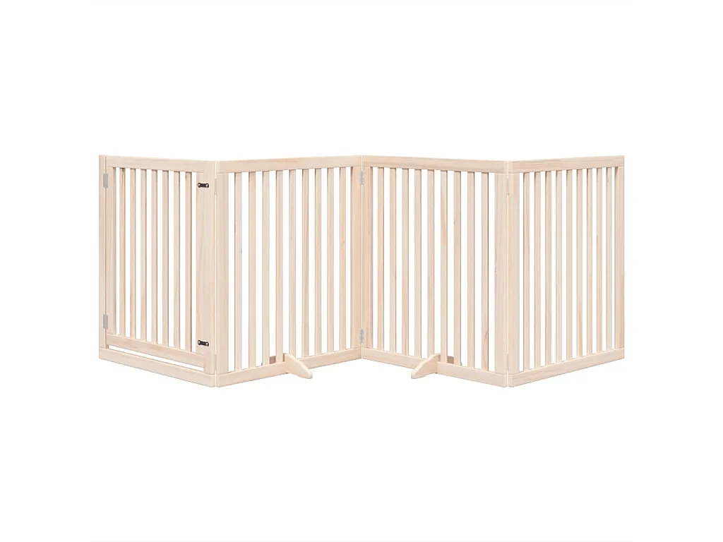 Barrière pour chiens avec porte 4 panneaux bois de peuplier