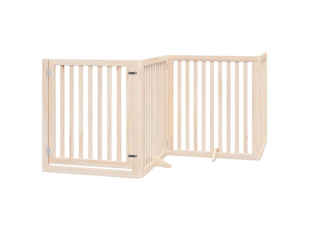 Barrière pour chiens avec porte 4 panneaux bois de peuplier