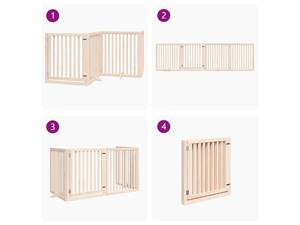 Barrière pour chiens avec porte 4 panneaux bois de peuplier