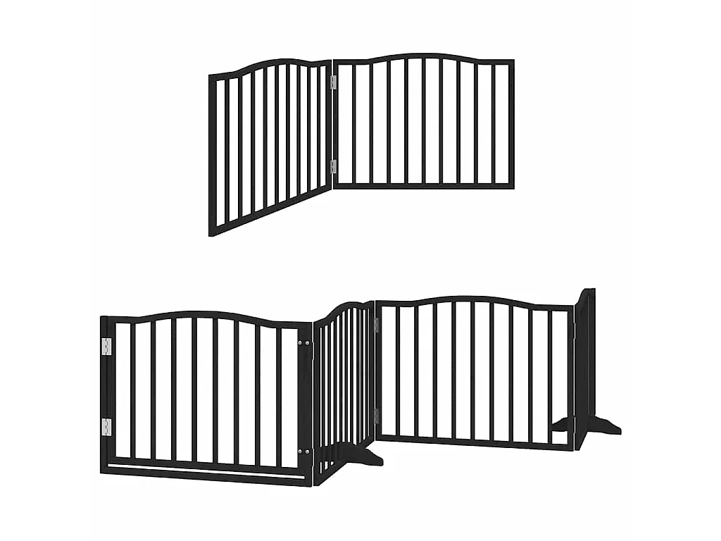 Barrière pour chien porte pliable 12 panneaux noir bois peuplier