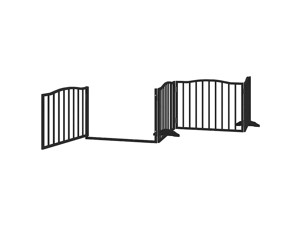 Barrière pour chien porte pliable 12 panneaux noir bois peuplier