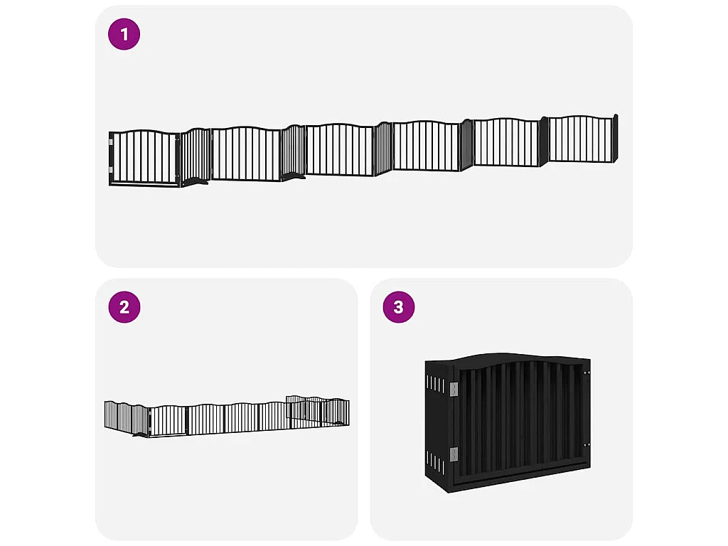 Barrière pour chien porte pliable 12 panneaux noir bois peuplier