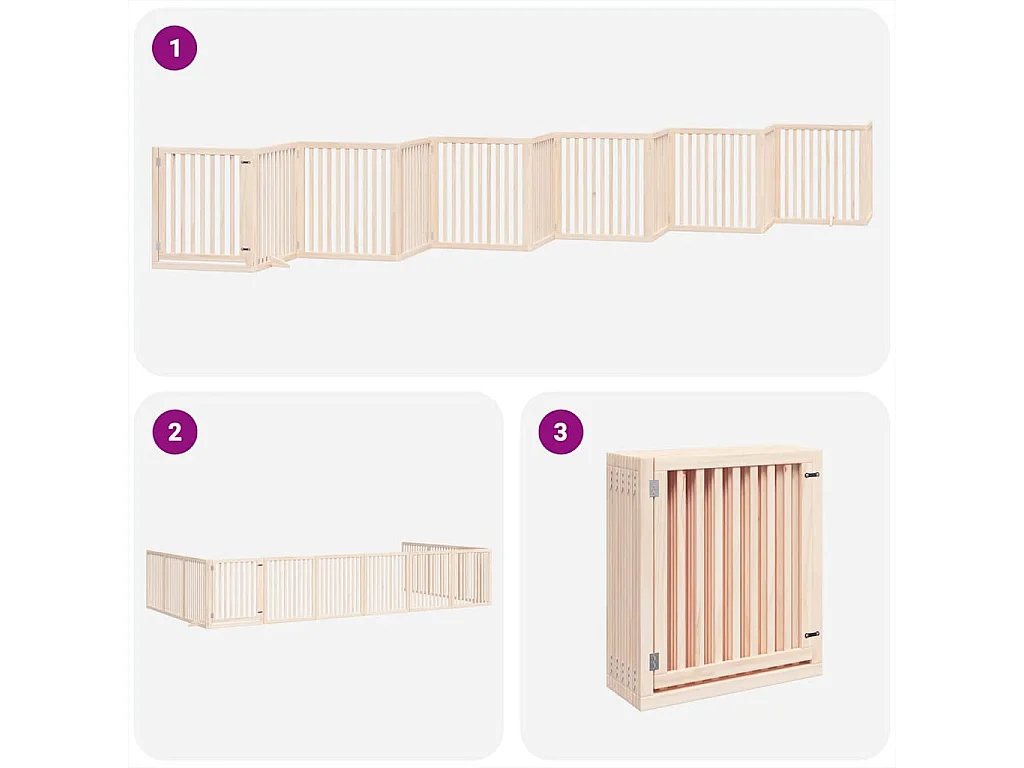 Puerta para perros plegable 12 paneles madera de álamo 960 cm