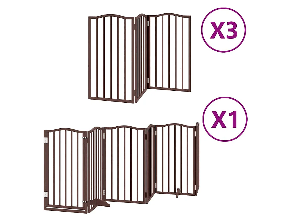Puerta de perros plegable 15 paneles madera álamo marrón 750 cm