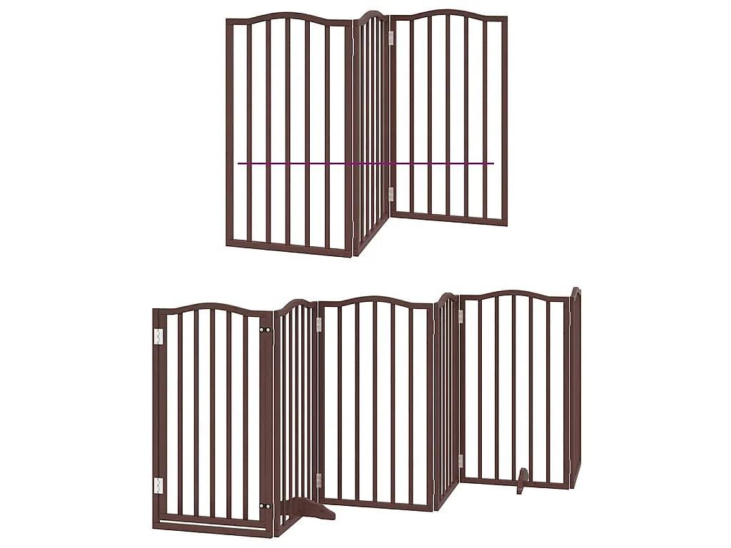 Puerta de perros plegable 15 paneles madera álamo marrón 750 cm