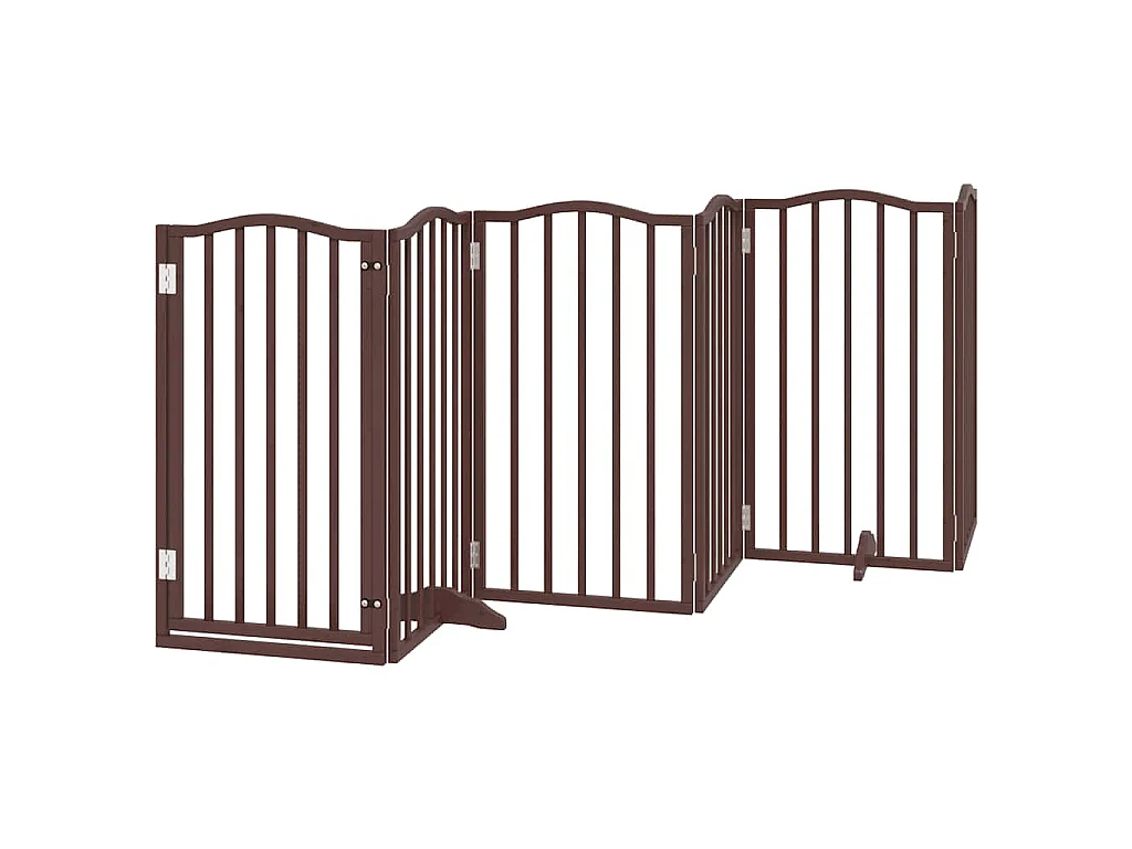 Puerta de perros plegable 15 paneles madera álamo marrón 750 cm