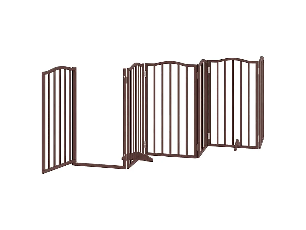 Puerta de perros plegable 15 paneles madera álamo marrón 750 cm