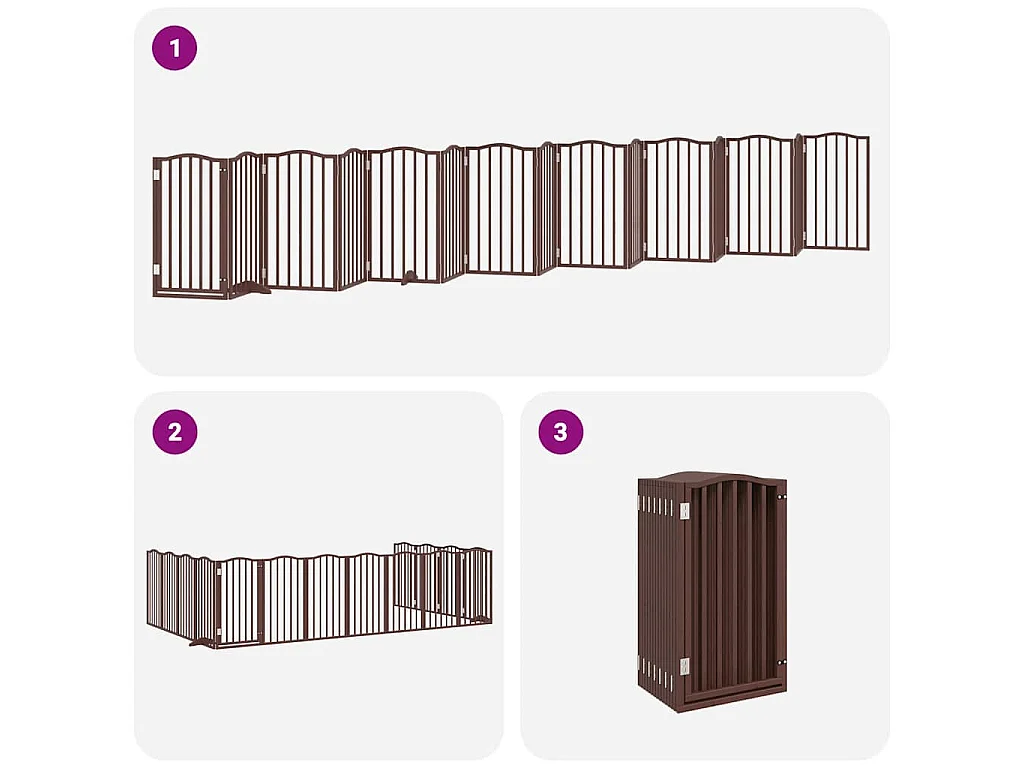Puerta de perros plegable 15 paneles madera álamo marrón 750 cm